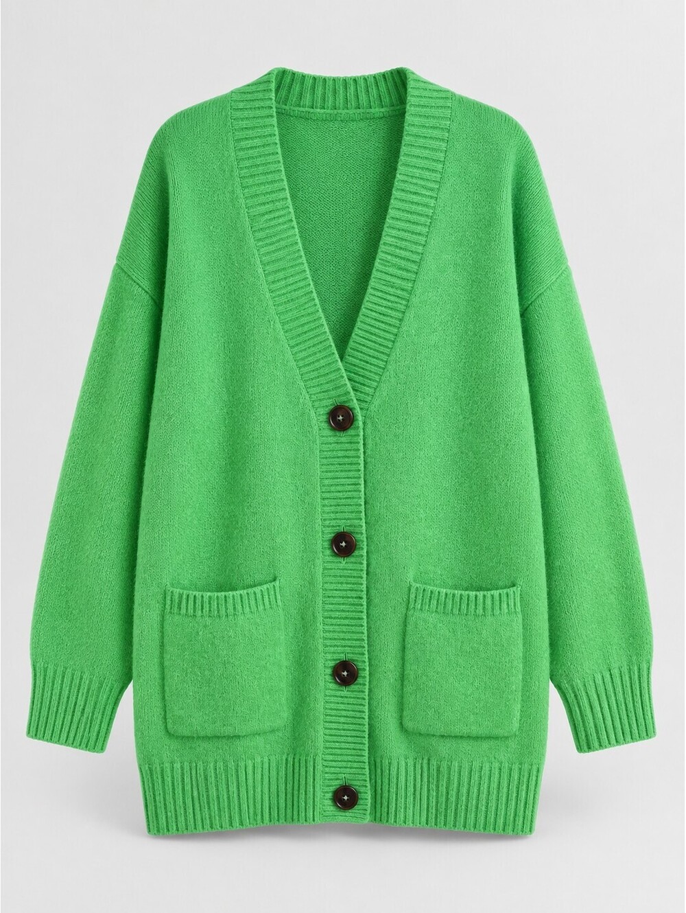 Mango Green Oversized Wool Blend Button Cardigan Sweater Women’s M